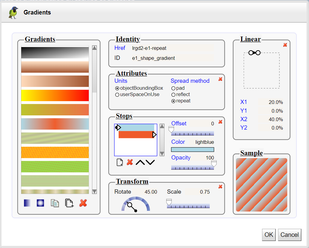 Gradient dialog panel